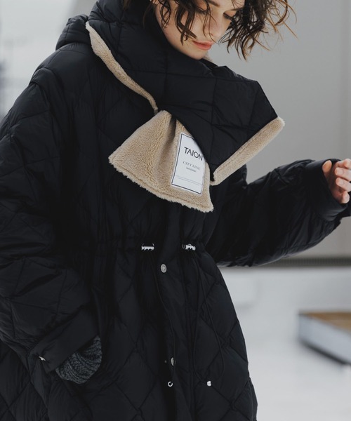 TAION × WILLFULLY】quilting reversible down boa muffler