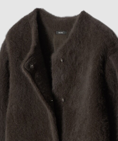 シアリングニットコーディガン（ノーカラーコート