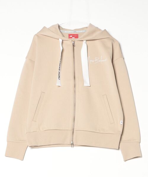 NEW BALANCE(ニューバランス)の「ニューバランス New Balance SWEAT FULL ZIP HOODIE(スウェット・レディース・ブラック×ホワイト/ホワイト/ベージュ・M/L/XL)」の1枚目の写真