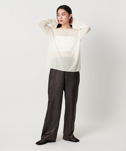 MARW UNITED ARROWS(マルゥ ユナイテッドアローズ)の「<MARW UNITED ARROWS>シアー ロングスリーブ ニット(ニット/セーター・レディース・オフホワイト/ブラック・FREE)」の3枚目の写真