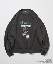 限定展開 PEANUTS/ピーナッツ 別注 フロントプリント クルーネックスウェット/チャーリー・ブラウン