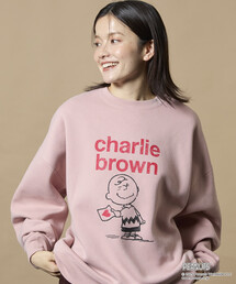 限定展開 PEANUTS/ピーナッツ 別注 フロントプリント クルーネックスウェット/チャーリー・ブラウン