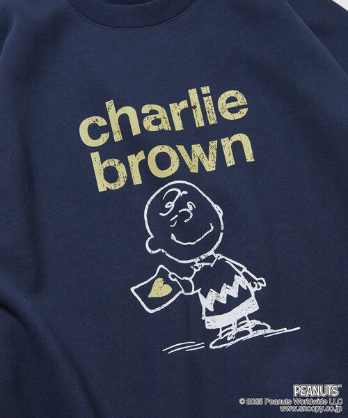 チャーリー・ブラウン スウェット　PEANUTS セール】限定展開 PEANUTS/ピーナッツ 別注 フロントプリント クルー