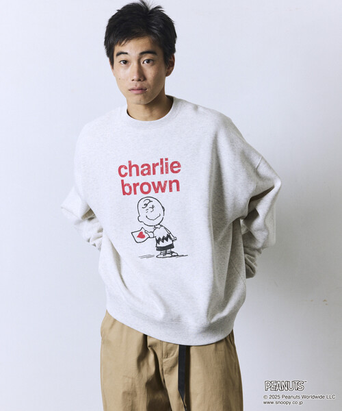 セール】限定展開 PEANUTS/ピーナッツ 別注 フロントプリント クルー