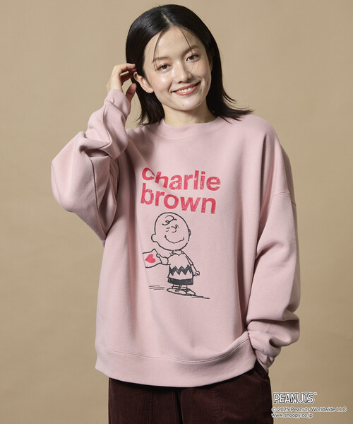 セール】限定展開 PEANUTS/ピーナッツ 別注 フロントプリント クルー