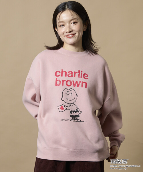 セール】限定展開 PEANUTS/ピーナッツ 別注 フロントプリント クルー