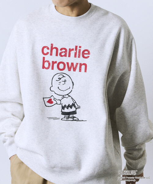 FREAK'S STORE(フリークスストア)の「限定展開 PEANUTS/ピーナッツ 別注 フロントプリント クルーネックスウェット/チャーリー・ブラウン(スウェット・メンズ・アッシュグレー/ネイビー/ピンク/スミクロ・MEDIUM/LARGE/SMALL)」の5枚目の写真