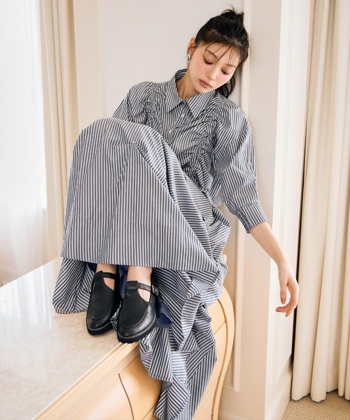 AND COUTURE(アンドクチュール)の「ストライプシャーリングブラウス(シャツ/ブラウス・レディース・ブラウン系その他/ブルー系その他・FREE)」の10枚目の写真