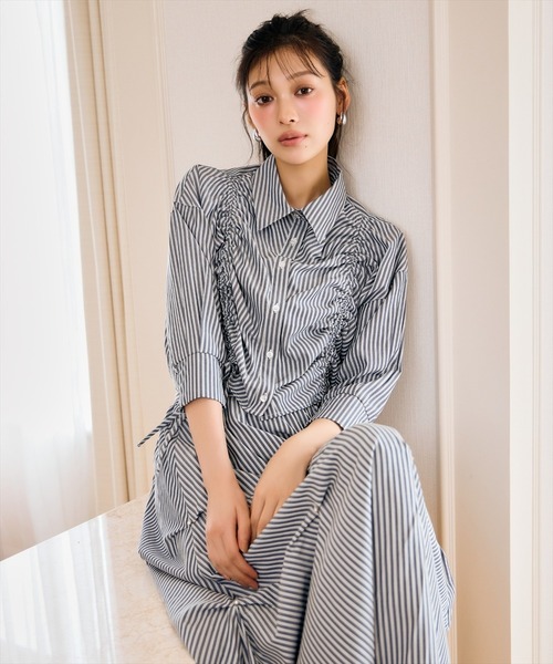 AND COUTURE(アンドクチュール)の「ストライプシャーリングブラウス(シャツ/ブラウス・レディース・ブラウン系その他/ブルー系その他・FREE)」の11枚目の写真