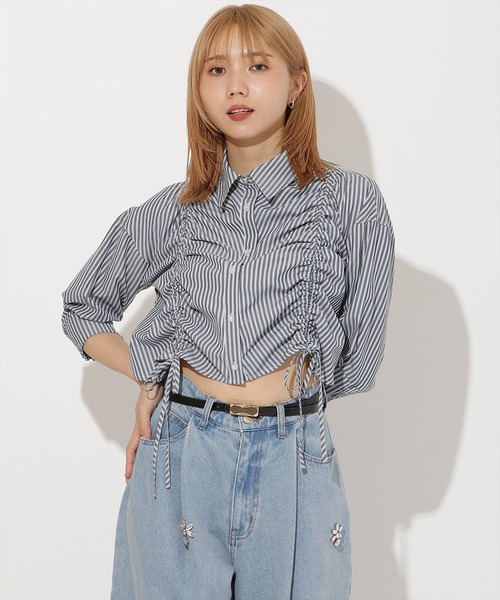 AND COUTURE(アンドクチュール)の「ストライプシャーリングブラウス(シャツ/ブラウス・レディース・ブラウン系その他/ブルー系その他・FREE)」の12枚目の写真