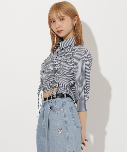 AND COUTURE(アンドクチュール)の「ストライプシャーリングブラウス(シャツ/ブラウス・レディース・ブラウン系その他/ブルー系その他・FREE)」の13枚目の写真