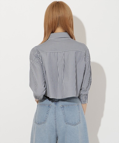 AND COUTURE(アンドクチュール)の「ストライプシャーリングブラウス(シャツ/ブラウス・レディース・ブラウン系その他/ブルー系その他・FREE)」の3枚目の写真