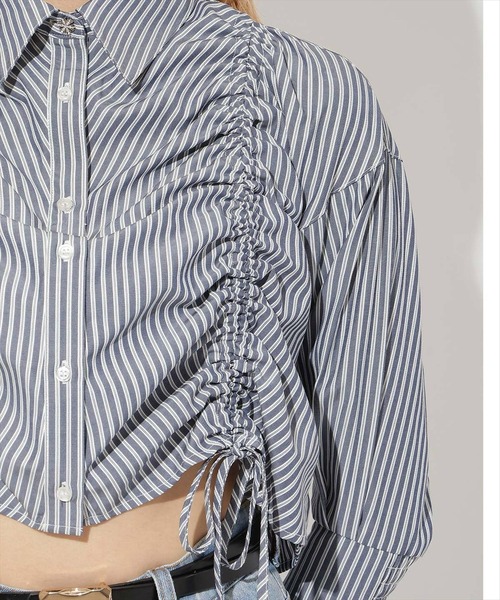 AND COUTURE(アンドクチュール)の「ストライプシャーリングブラウス(シャツ/ブラウス・レディース・ブラウン系その他/ブルー系その他・FREE)」の5枚目の写真