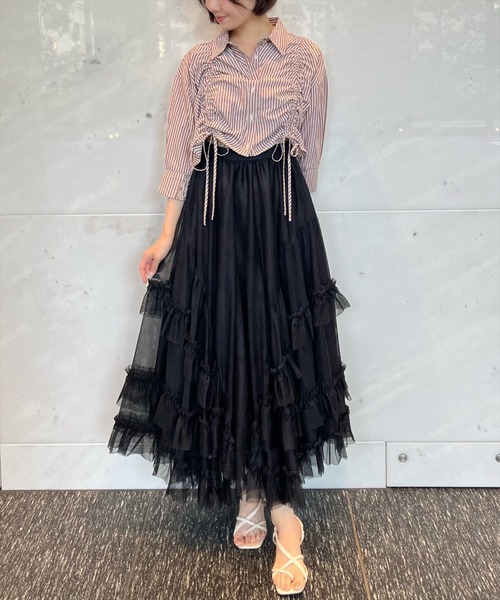 AND COUTURE(アンドクチュール)の「ストライプシャーリングブラウス(シャツ/ブラウス・レディース・ブラウン系その他/ブルー系その他・FREE)」の21枚目の写真