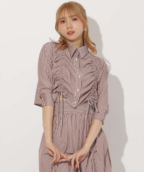 AND COUTURE(アンドクチュール)の「ストライプシャーリングブラウス(シャツ/ブラウス・レディース・ブラウン系その他/ブルー系その他・FREE)」の22枚目の写真
