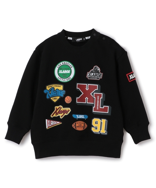 XLARGE KIDS（エクストララージキッズ）の「カレッジワッペンプリントトレーナー（スウェット・キッズ・ブラック/トップグレー・130cm/120cm/140cm/100cm/90cm/110cm）」の2枚目の写真