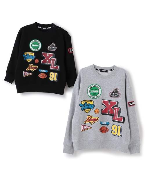 XLARGE KIDS（エクストララージキッズ）の「カレッジワッペンプリントトレーナー（スウェット・キッズ・ブラック/トップグレー・130cm/120cm/140cm/100cm/90cm/110cm）」の9枚目の写真