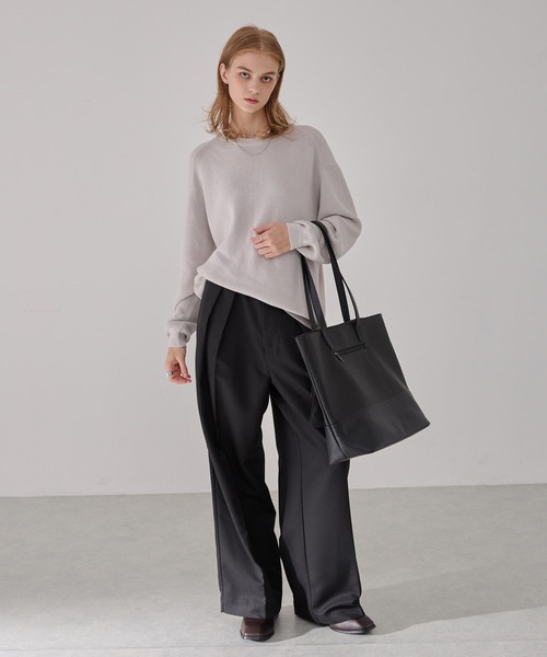 EMMA CLOTHES（エマクローズ）の「スクエアパネルトートバック/クロシェットキーチャーム付き（トートバッグ・メンズ・ブラウン/ブラック・FREE）」の4枚目の写真