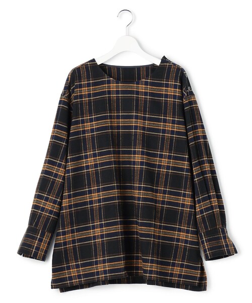 23区(ニジュウサンク)の「【Lサイズ限定】ブラッシュド ビエラチェック ノーカラーブラウス(シャツ/ブラウス・レディース・ネイビー系3/レッド系3/ブラック系3・48/46/44/50)」の20枚目の写真