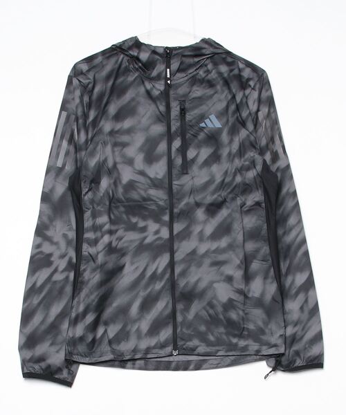 adidas(アディダス)の「アディダス adidas オウン ザ ラン総柄プリントジャケット(ナイロンジャケット・メンズ・ブラック・S/M/L/LL)」の1枚目の写真