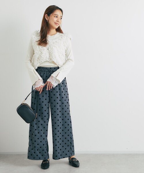 un dix cors（アンディコール）の「《さりげなく大人可愛い》ラメ入り袖口レースカットソー（Tシャツ/カットソー・レディース・ブラウン/オフホワイト/ブラック・FREE）」の9枚目の写真