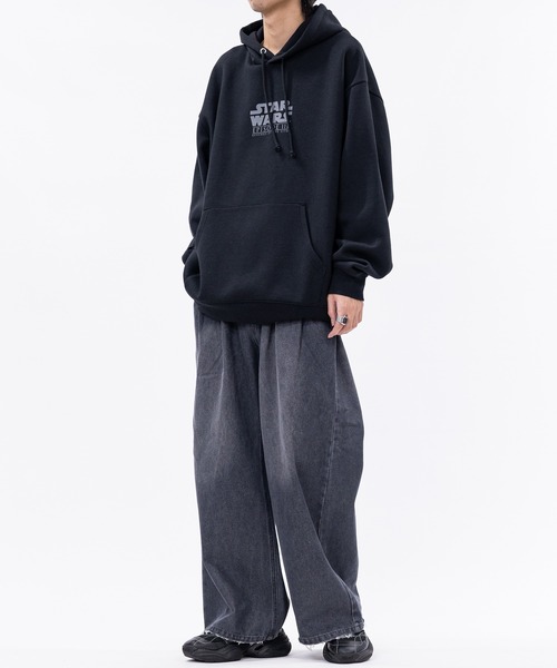 JOHN'S CLOSET(ジョンズクローゼット)の「【3】ブラスト加工 ダメージデニム 2タックスラックス(デニムパンツ・メンズ・スミクロ/ブルー/ブラウン・LARGE/MEDIUM/X-LARGE)」の5枚目の写真