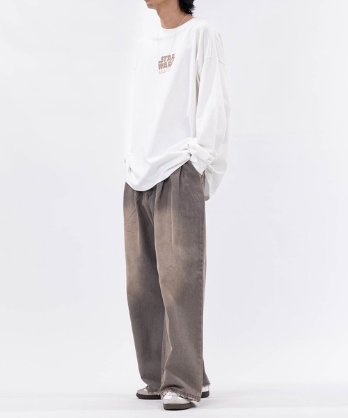 JOHN'S CLOSET(ジョンズクローゼット)の「【3】ブラスト加工 ダメージデニム 2タックスラックス(デニムパンツ・メンズ・スミクロ/ブルー/ブラウン・LARGE/MEDIUM/X-LARGE)」の12枚目の写真