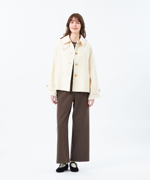 MACKINTOSH PHILOSOPHY(マッキントッシュ フィロソフィー)の「【WELBURY SHORT(ウェルベリーショート)】ウールメルトン(ステンカラーコート・レディース・チャコールグレー/オフホワイト/ブルー系その他3/ブラウン/ダークネイビー・38/36)」の6枚目の写真