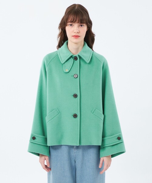 MACKINTOSH PHILOSOPHY（ﾏｯｷﾝﾄｯｼｭ ﾌｨﾛｿﾌｨｰ）の「【WELBURY SHORT（ウェルベリーショート）】ウールメルトン（ステンカラーコート・レディース・チャコールグレー/オフホワイト/ブルー系その他3/ブラウン/ダークネイビー・38/36）」の18枚目の写真