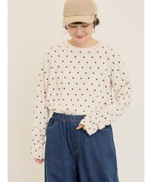 Samansa Mos2 | リップル柄アソート袖シャーリングカットソー(Tシャツ/カットソー)