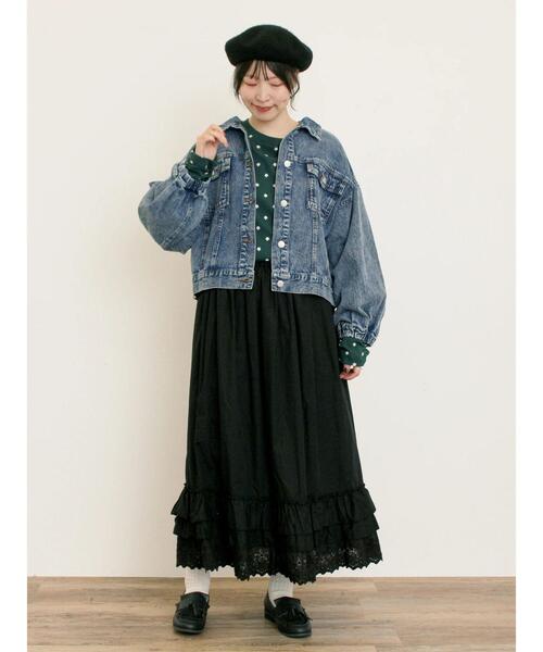 Samansa Mos2（サマンサ モスモス）の「リップル柄アソート袖シャーリングカットソー（Tシャツ/カットソー・レディース・グリーン/ベージュ/キナリ/ブラック・F）」の9枚目の写真