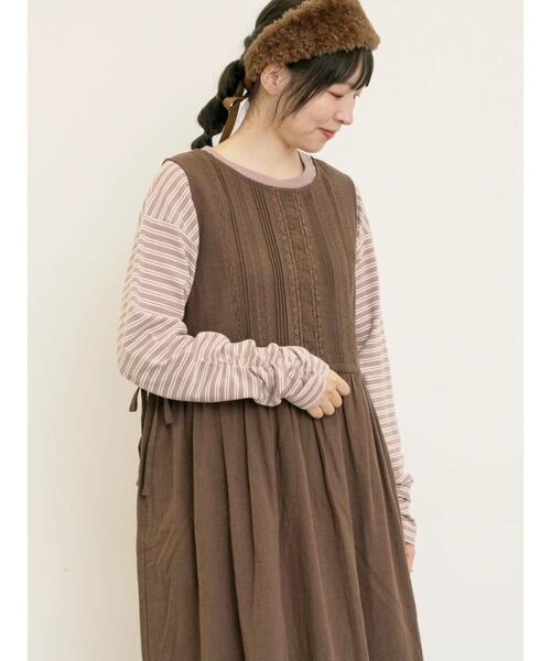 Samansa Mos2（サマンサ モスモス）の「リップル柄アソート袖シャーリングカットソー（Tシャツ/カットソー・レディース・グリーン/ベージュ/キナリ/ブラック・F）」の11枚目の写真