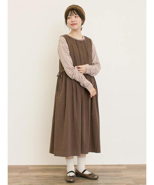 Samansa Mos2（サマンサ モスモス）の「リップル柄アソート袖シャーリングカットソー（Tシャツ/カットソー・レディース・グリーン/ベージュ/キナリ/ブラック・F）」の12枚目の写真