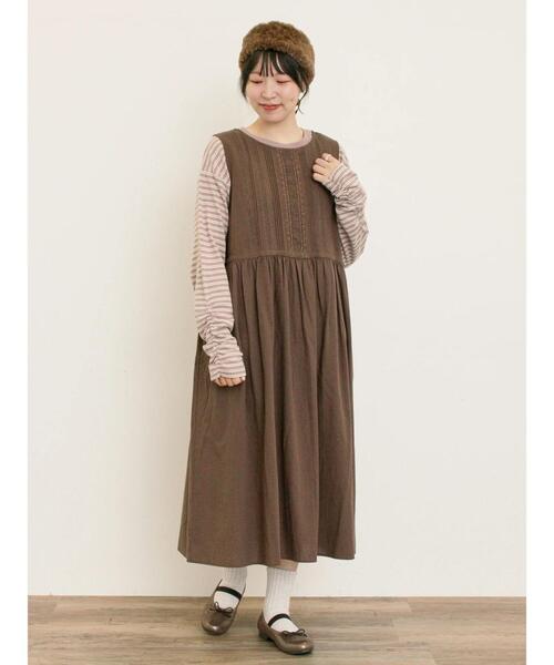 Samansa Mos2（サマンサ モスモス）の「リップル柄アソート袖シャーリングカットソー（Tシャツ/カットソー・レディース・グリーン/ベージュ/キナリ/ブラック・F）」の14枚目の写真