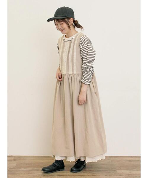 Samansa Mos2（サマンサ モスモス）の「リップル柄アソート袖シャーリングカットソー（Tシャツ/カットソー・レディース・グリーン/ベージュ/キナリ/ブラック・F）」の20枚目の写真