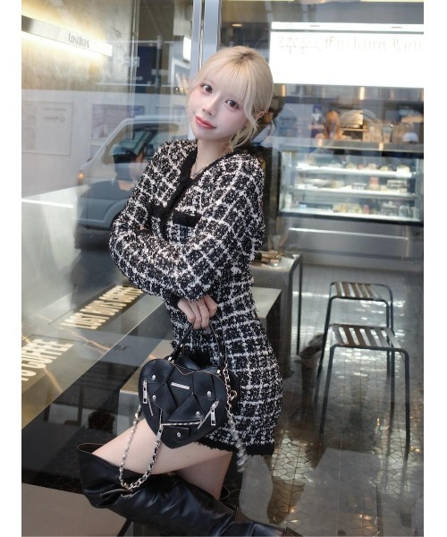 Darich（ダーリッチ）の「ツイードニットコンビネゾン（ワンピース