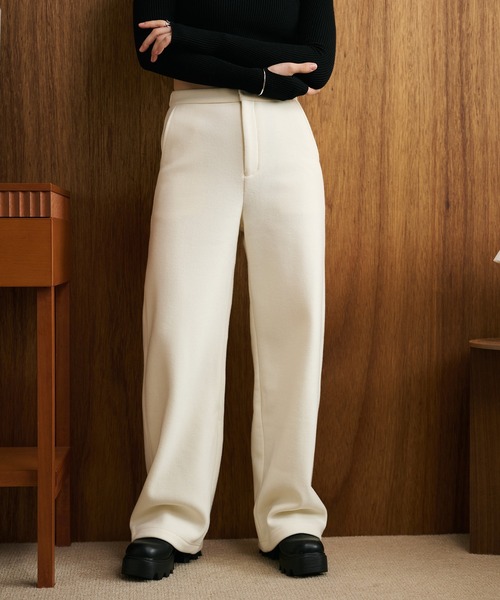 LAULEN（ローレン）の「wool like high waist pants /ウールライクハイウエストパンツ（その他パンツ・レディース・ブラック/アイボリー・S/M）」の6枚目の写真