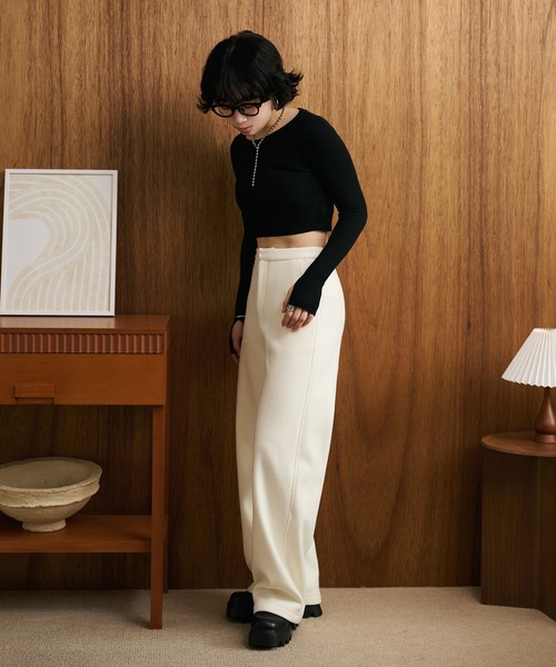 LAULEN（ローレン）の「wool like high waist pants /ウールライクハイウエストパンツ（その他パンツ・レディース・ブラック/アイボリー・S/M）」の11枚目の写真