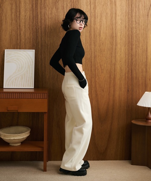 LAULEN（ローレン）の「wool like high waist pants /ウールライクハイウエストパンツ（その他パンツ・レディース・ブラック/アイボリー・S/M）」の13枚目の写真