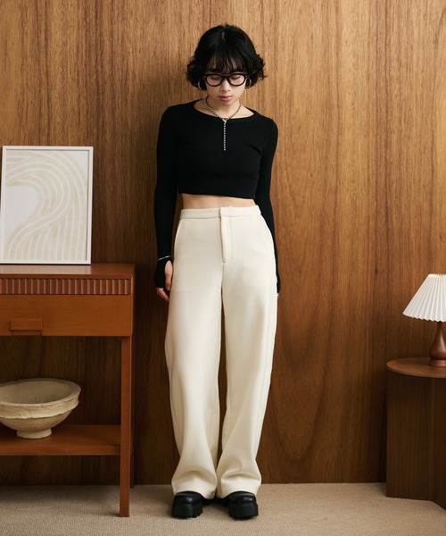 LAULEN（ローレン）の「wool like high waist pants /ウールライクハイウエストパンツ（その他パンツ・レディース・ブラック/アイボリー・S/M）」の14枚目の写真
