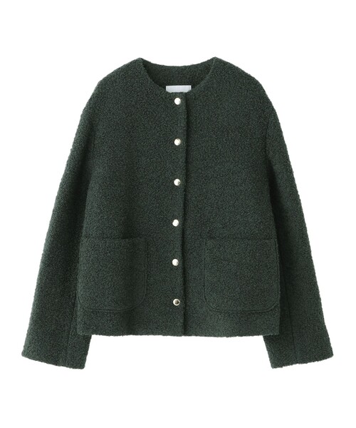 HESSLE（ヘスル）】ノーカラーショートコート（ノーカラーコート