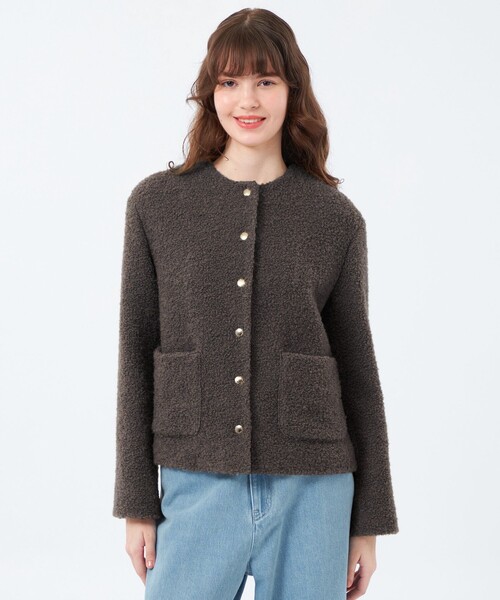 HESSLE（ヘスル）】ノーカラーショートコート（ノーカラーコート