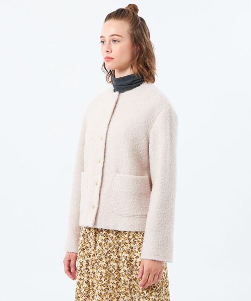 HESSLE（ヘスル）】ノーカラーショートコート（ノーカラーコート