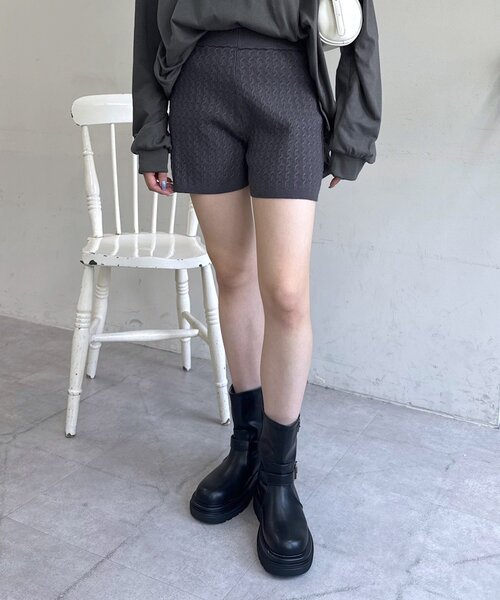 mline（エムライン）の「[mline]ニットパンツ（その他パンツ・レディース・グレー/アイボリー・FREE）」の2枚目の写真