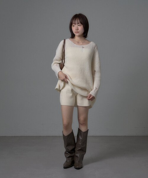 mline（エムライン）の「[mline]ニットパンツ（その他パンツ・レディース・グレー/アイボリー・FREE）」の10枚目の写真