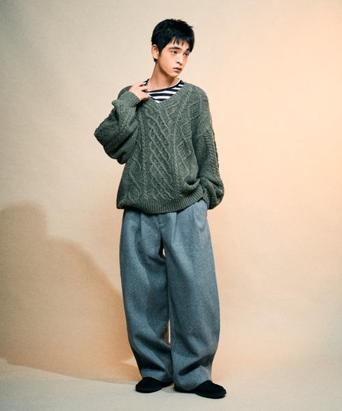 wool-like 2tuck slacks/ウールライク2タックスラックス（その他パンツ
