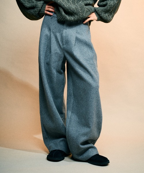 新品未使用:ESTNATION 2タック　ウールスラックス ウールフランネル2タックパンツ【WOOL FLANNEL 2 TUCK TROUSERS