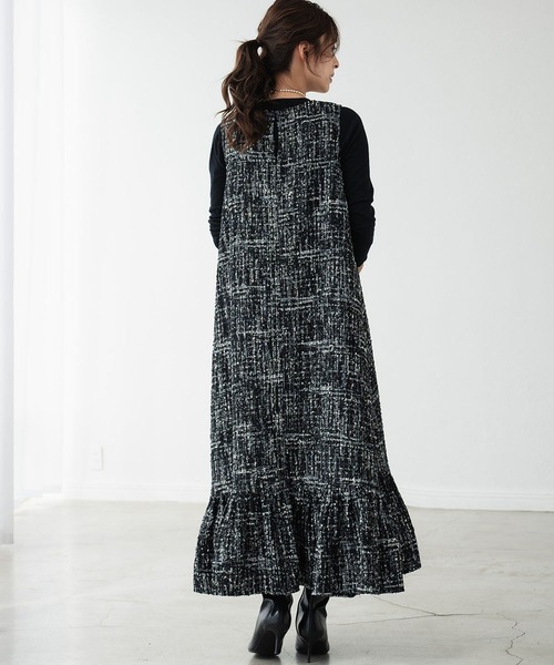 セール】【2025AW】ラメ ツイード Aライン ノースリーブ ロング