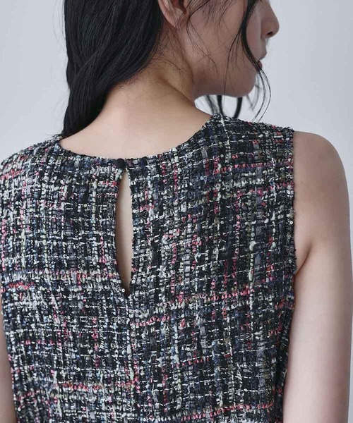 セール】【2025AW】ラメ ツイード Aライン ノースリーブ ロング