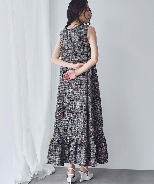 セール】【2025AW】ラメ ツイード Aライン ノースリーブ ロング